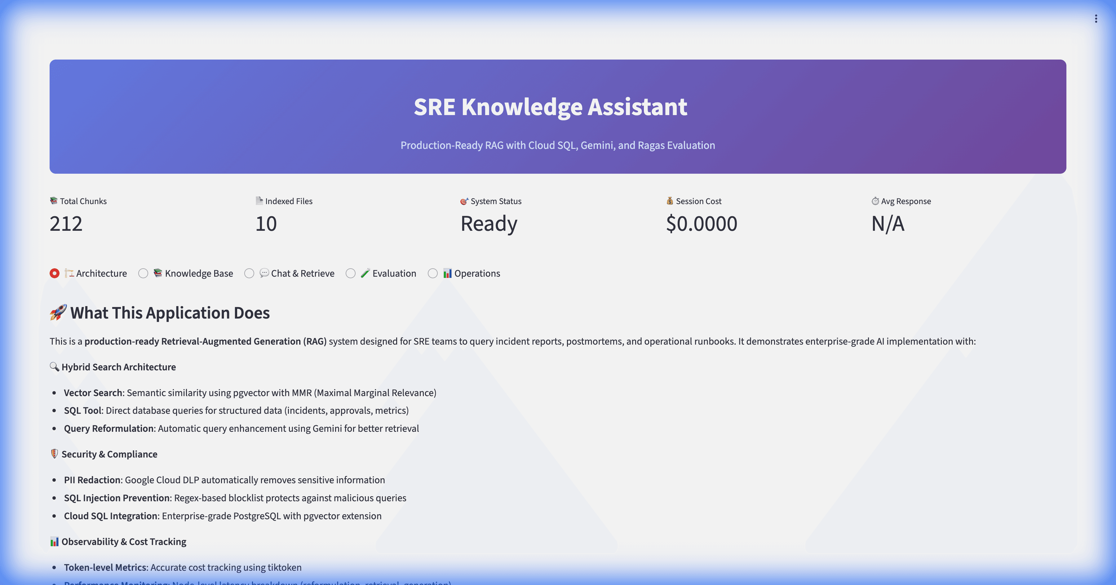 Incident Diagnostics Interface